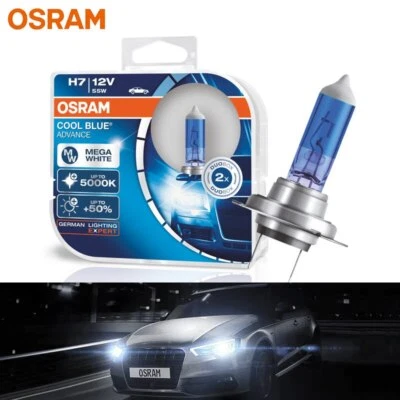2x OSRAM Cool Blue Advance H7 Halogen Car Original Headlight 12V 55W 5000K 62210 - Image 1 of 4