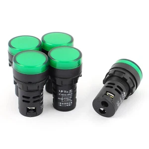 5Pcs AC/DC 12V 21mm Panel Mount Green LED Indicator Pilot Signal Light Lamp - Picture 1 of 2