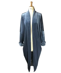 Baylis Knight Grey Velvet Duster Coat Oversize Boho Retro Festival opera - Picture 1 of 1