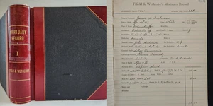 1917 antique BOUND MORTUARY JOURNAL jackson mi GENEALOGY DEATH suicide lightenin - Picture 1 of 24