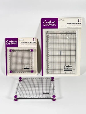 Lote de plataforma de estampado Crafters Companion 6x6, 4x4 y placa de estampado acrílica Foto 1 de 4