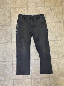 VTG Carhartt Men’s Gray Double Knee Canvas Distressed Faded Grunge Pants 34x30 - Picture 1 of 6