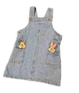 VTG Y2K Disney Baby Denim Jumper Dress Mickey and Minnie Mouse sz 18 mos - Picture 1 of 6