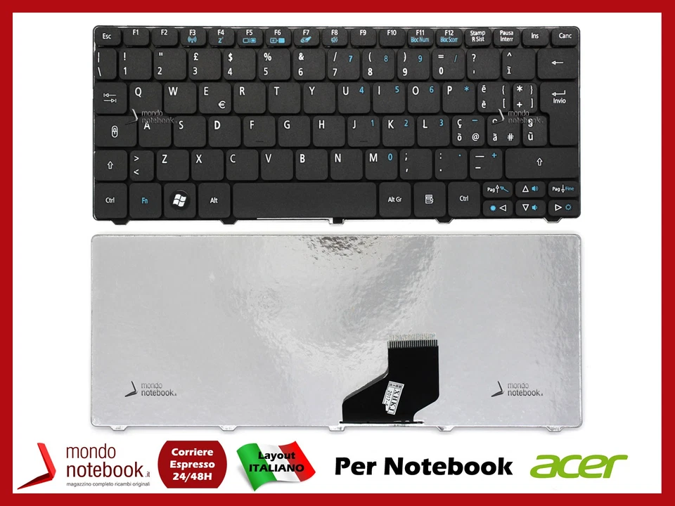 TASTIERA KEYBOARD NERA ITALIANA  ACER Aspire One NAV51 D257 EM350  - Immagine 1 di 1