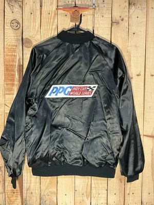 Винтажная черная мужская атласная гоночная куртка 1983 PPG Indy Car World Series большой размер - Изображение 1 из 4