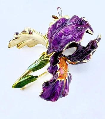 Kirks Folly Purple Enamel & Fairy Iris/Orchid Gold-Tone Pin - Image 1 of 4