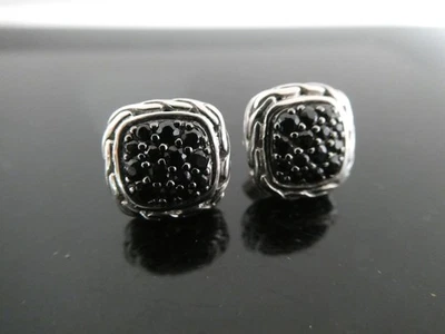 John Hardy Black Sapphire Sterling 925 Chain Collection Cluster Stud Earrings - Image 1 of 4
