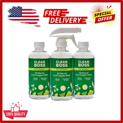 CleanBoss Eat Cleaner Triple-Action Fruit + Veggie Wash - 12 oz Pack of 3 - R...