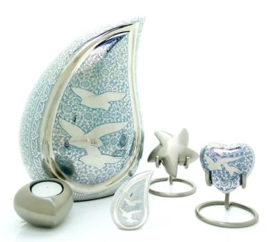 Doves Teardrop Cremation Urn, Keepsake, Star, Heart and Tea light Urn,  - Image 1 of 4