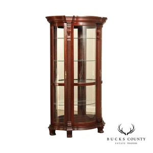 Philip Reinisch Company Bow Front Illuminated Curio Cabinet - Picture 1 of 12