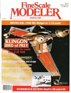 FINESCALE MODELER 3/89 KLINGON BIRD of PREY, A-6E, 1948 MG MIDGET, CHROME, A-10A - Picture 1 of 2