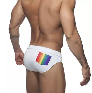 Men's Sexy Rainbow Pocket Swim Briefs NEW - Picture 1 of 14