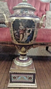 Monumental 24" Royal Vienna Portrait Urn Vase Plinth Base Beehive Austria #1 - Picture 1 of 12