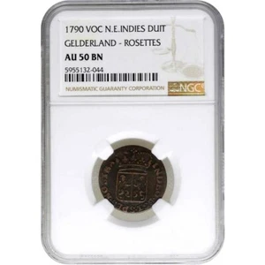 1790 Netherlands East Indies Duit, Gelderland, NGC AU 50, Dutch East India Co. - Picture 1 of 2