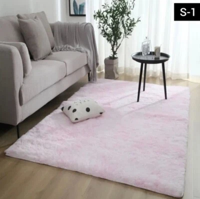Shaggy Fluffy Area Rug Anti Slip Living Room Bedroom Carpet Ultra Soft Floor Mat - Image 1 of 4