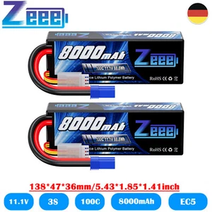2PCS Zeee 3S Lipo Akku 11,1V 8000mAh 100C Hardcase mit EC5 für RC Auto Truck LKW - Bild 1 von 9