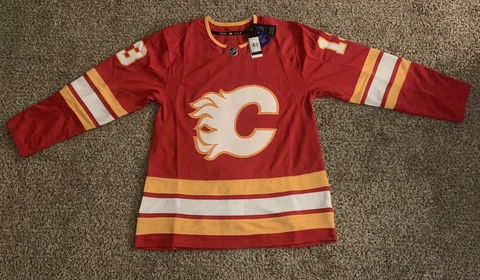 NEW Johnny Gaudreau Authentic Adidas Calgary Flames Home Red Jersey XL 54 NWT Cover