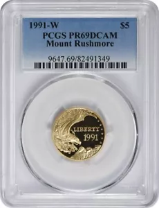 1991-W Mount Rushmore Commemorative $5 Gold PR69DCAM PCGS - Picture 1 of 2