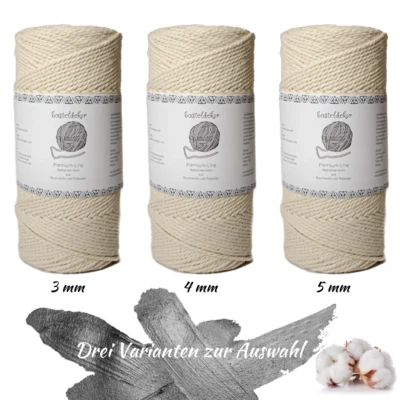 Decoración artesanal hilo macramé 200 metros x 3, 4, 5 mm macramé hilo de algodón para bricolaje - Imagen 1 de 4