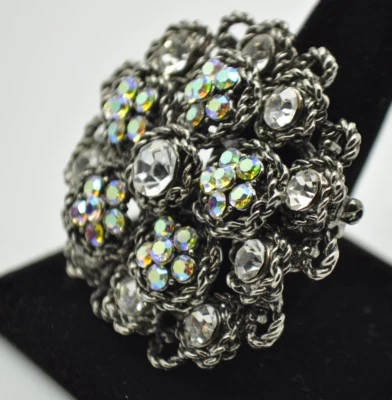 SIMPLEMENTE ÚNICO ANTIGUO ESTILO FLOR TRANSPARENTE/CLARO AB PIEDRA MODA BROCHE/PIN YD24 Foto 1 de 4