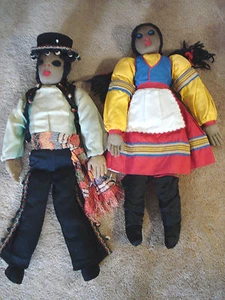 Vintage Very Nice Pair Of Spanish Boy & Girl Cloth Dolls 23" - Picture 1 of 7