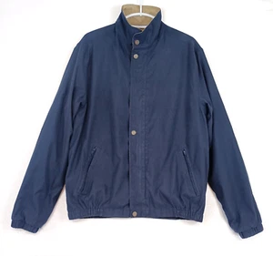 London Fog Overcoat Mens Large Long Navy Blue Beige Collar Non Padded Jacket - Picture 1 of 11