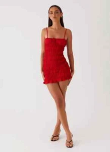 Peppermayo Exclusive - Part Timer Ruched Mini Dress - Red - Size US 4 - NWT - Picture 1 of 17