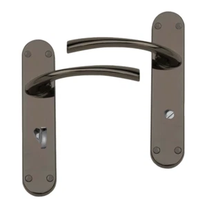 UAP Internal Door Handle Scimitar Style Lever on Backplate Bathroom Black Nickel - Picture 1 of 3