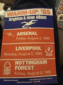 Brighton V Arsenal Liverpool Nottingham Forest Pre Season 1985 Programme - Picture 1 of 1