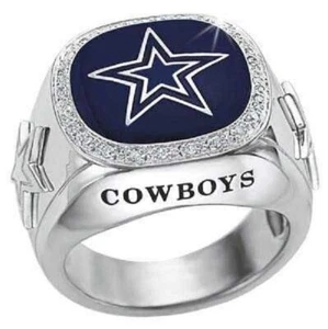 Dallas Cowboys Danbury Mint Sterling Silver ring star logo w/gem border - Picture 1 of 5