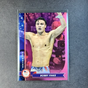 2024 Topps Chrome US Olympics #75 Bobby Finke Pink Refractor Swimming - Picture 1 of 2