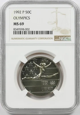 1992-P 50c Olympics (Gymnast) Commemorative Half Dollar NGC MS69 - Image 1 of 4