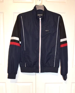 Vintage Members Only Navy Blue Jacket Men's M Front Zip Large Spellout on Back - Picture 1 of 21
