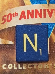Scrabble Blue Gold N Letter Tile 1998 50th Anniversary Single Game Part Piece - Picture 1 of 1