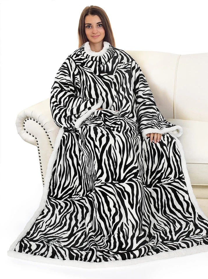 Catalonia Wearable TV Blanket With Sleeves Arms Warm Micro Plush Sherpa Fleece