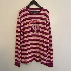 Nintendo KIRBY Embroidered Striped Long Sleeve T-Shirt, BoxLunch Exclusive- XL - Picture 1 of 8