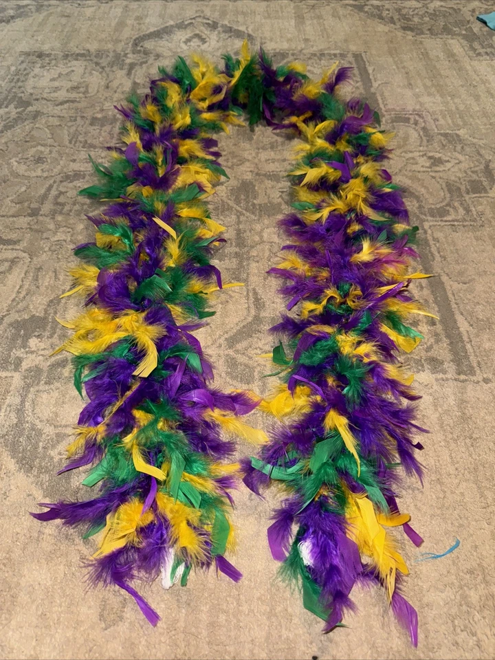 Halloween Mardi Gras 72” Feather Boa /Costume/Party/ Purple Yellow Green - Image 1 of 1