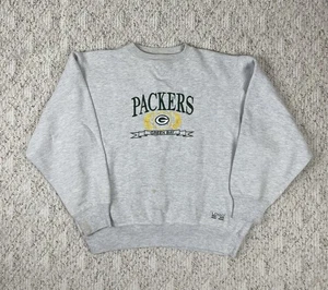 Vintage Sz Medium Men’s Logo 7 Green Bay Packers Crewneck Sweatshirt Grey - Picture 1 of 9