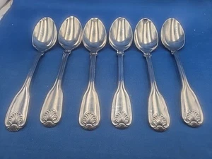 Lot of 6 Reed & Barton COLONIAL SHELL II 18/10 Stainless Teaspoons 6 1/2" - Picture 1 of 5