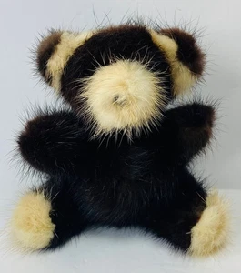 Vintage 1982 Rare Bear Inc. Genuine Mink Fur Teddy Bear Plush Figure Black Tan - Bild 1 von 7
