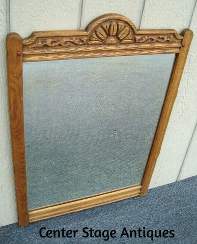 61764 Vintage Solid Oak Carved Mirror 25 x 36 Cover