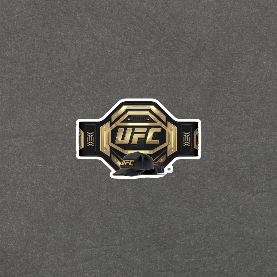 UFC Championship Belt and Black Hat MMA Fan Memorabilia Sticker #3715