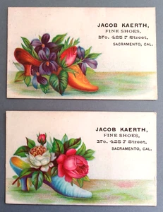 Victoriano Trade Card Jacob Kaerth Zapatos Finos Lote de 2 Zapatos y Flores De Colección - Imagen 1 de 5