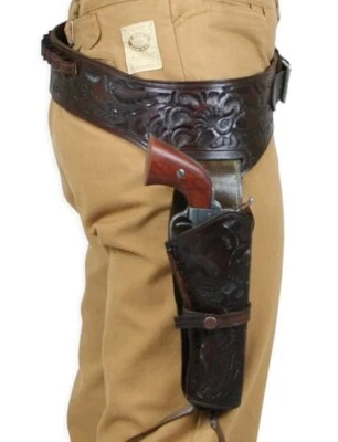 Wild West Gun Belt Holster Old Western Cowboy Leather Pistol Revolver Holder - Image 1 of 4