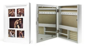 Schmuckkasten Bilderrahmen Spiegel weiß Schmuckschrank Holz 5 Fotos Fotorahmen - Bild 1 von 3