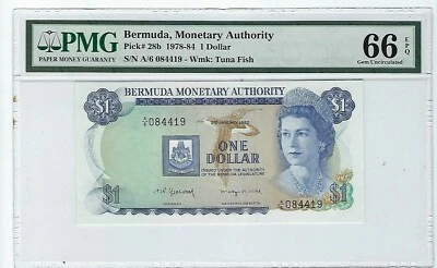 Bermuda $1 Dollar  1978-84 P-28b PMG 66 EPQ - Image 1 of 2