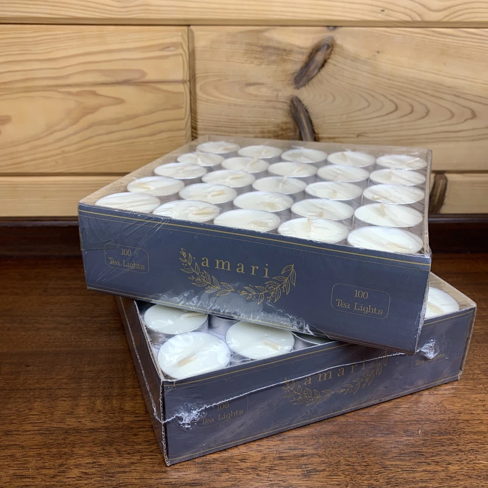 Amari Tea Light Candles 100 Pack White Unscented (200 Total) Wedding