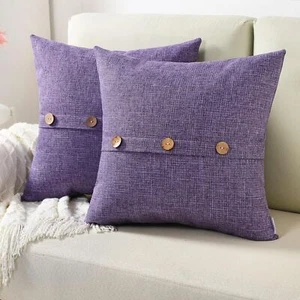 Throw Pillow Covers 20x20 Set of 2 With Vintage Button/Zipper Farmhouse Decor - Picture 1 of 35