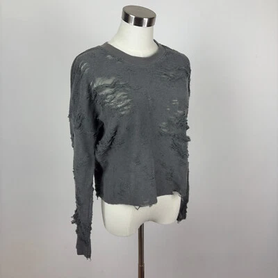 IRO Jeans Cenix Distressed Sweater Top Gray Long Sleeves Size XS - Image 1 of 4