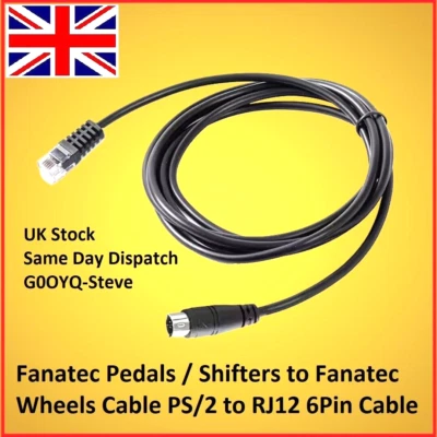Fanatec Pedals / Shifters to Fanatec Wheels Cable PS2 RJ12 6Pin Cable Sim racing - Image 1 of 4